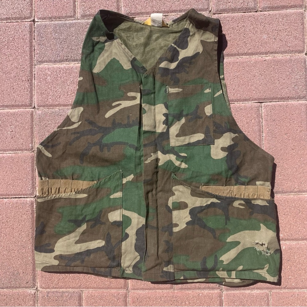 Vintage 70s 1970s RANGER 100% Cotton Brown & Green Camo Vest